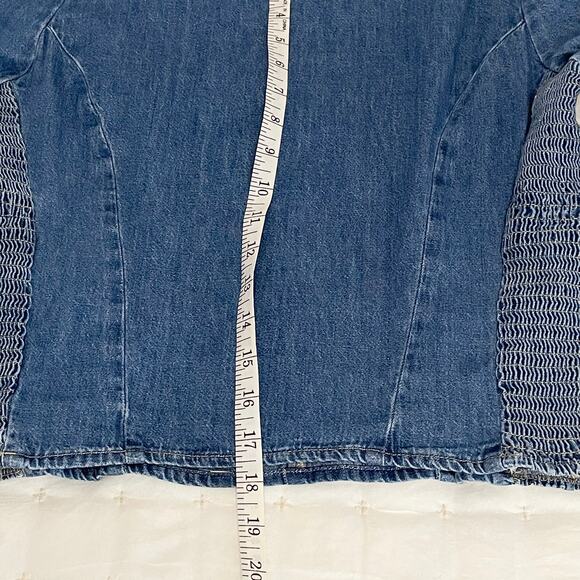 Levi’s Ophelia Corset Chambray Crop Shirt Women’s M | Blue Long Sleeve Denim - Picture 8 of 11